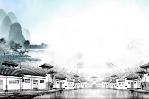 中国风简约江南小镇广告