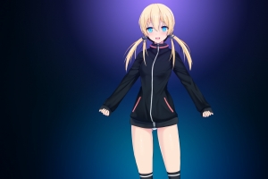 Moe Ascension可爱马尾辫女孩蓝色眼睛4K动漫壁纸