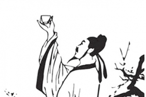 中国风黑白手绘白酒古人品鉴