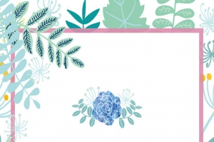 蓝色水彩花朵请柬H5背景
