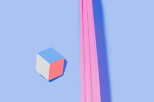蓝紫色背景粉色线条方块