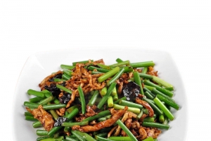 油锅爆炒过的美食佳肴蒜台炒肉