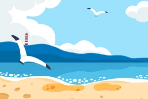 夏季旅行暑假旅行卡通海边沙滩banner