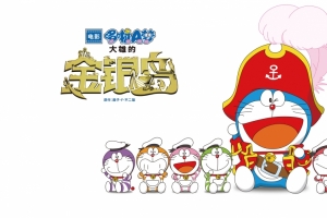 哆啦A梦大雄的金银岛海报3440x1440带鱼屏壁纸