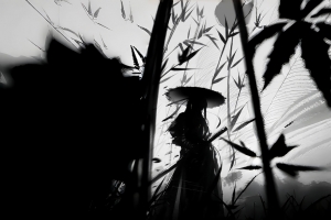 古风 斗笠剑客 黑白武侠风4k壁纸