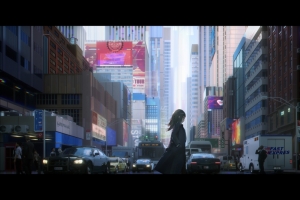 女孩子 城市 高楼建筑 汽车 风景 4k动漫壁纸