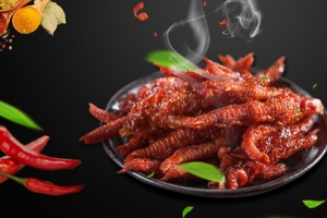 熟食黑色辣椒酱鸡爪美食banner