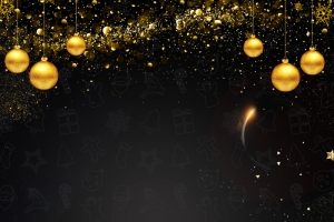 圣诞节黑金卡通文艺banner