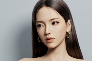 4k 3d美女 脸 长发 耳环 电脑壁纸