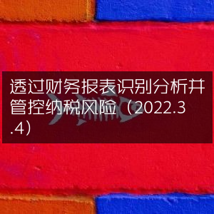2022年3月4日，利用财务报表精准识别、分析与控制纳税风险