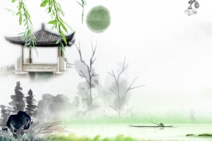 中国风牧童骑黄牛banner背景