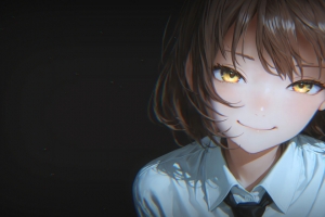 暗黑金瞳动漫女生 3440x1440 4K高清壁纸免费下载