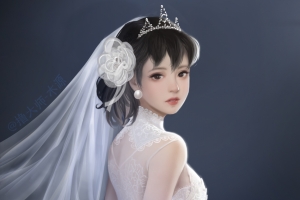 静香 白色婚纱 唯美好看插画4k手机壁纸竖屏美女 无水印