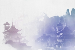 玄幻中国风楼宇海报背景