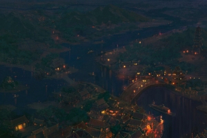 古风城镇夜晚场景