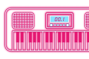 电子琴霓虹灯效果高清PNG透明漂浮元素设计素材免费下载