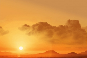 沙漠中夕阳西下风景素材背景