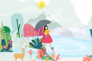 春季踏青文艺手绘插画文艺绿banner