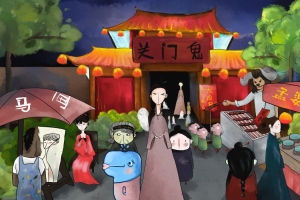 七月半 中元节插画4k壁纸