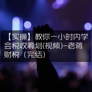 【实战指南】一小时内精通税收筹划（视频教程）-老蒋财税（已完结）