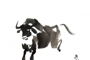 传统水墨牛画