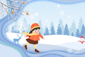 雪天剪纸创意背景图