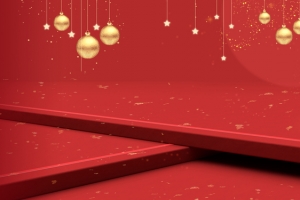 圣诞节红色高档金球banner