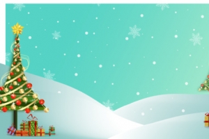 圣诞场景雪花雪人大树手绘