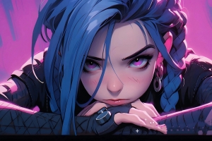 两眼凝望金克丝 2880x1800高清壁纸免费下载