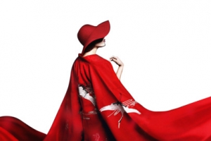 女王节女神节妇女节红衣女子红裙大气侧脸