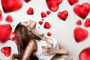 爱心 情人节 美丽的棕色头发美女4K图片