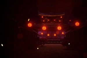 3840x2160 宝塔 灯笼 辉光 黑暗 夜间壁纸 背景
