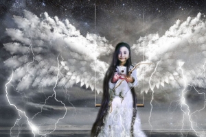 儿童 天使 超现实主义 丘比特 秋千 玩具 艺术 4k壁纸 3840x2160