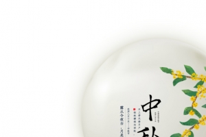 中秋月亮树枝花朵月饼