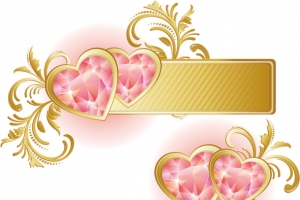 &gt;粉色心形花纹和丝带