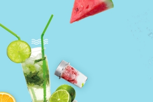 蓝色夏季清凉健康果汁料理机banner背