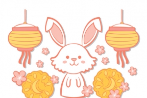中秋佳节可爱小兔月饼元素