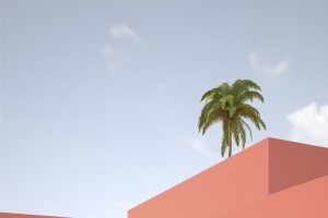 3D场景 背景  空间感  房子 橘色