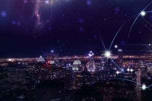 大气城市夜景炫酷光束背景banner