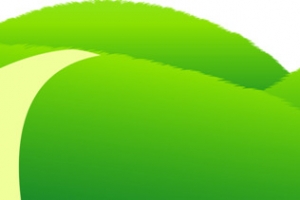 卡通原野蓝天白云花朵树木六一儿童节