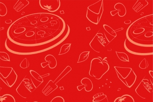 饮食卡通红色广告背景