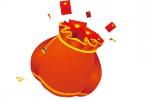 免抠卡通红色钱袋红包
