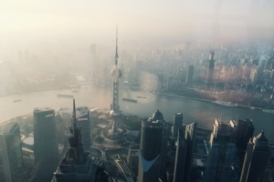 上海市雾霾鸟瞰图