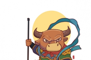 牛年手绘生肖插画元素图