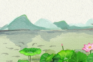 夏季小暑手绘中国风食品荷花banner