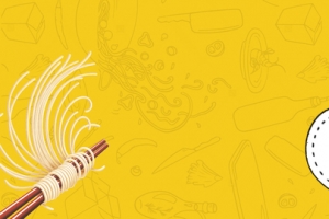 美味盖浇面手绘卡通黄色banner