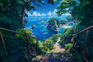 夏日海滨风景2880x1800高清电脑壁纸免费下载