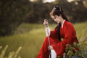 白鹿 好看侧脸 古装 红色 4k 美女壁纸