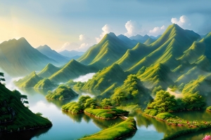 山川河流鲜花美景4k风景壁纸
