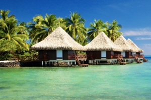 马尔代夫海边风景3440x1440壁纸